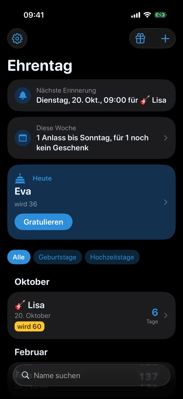 The same list in dark mode.